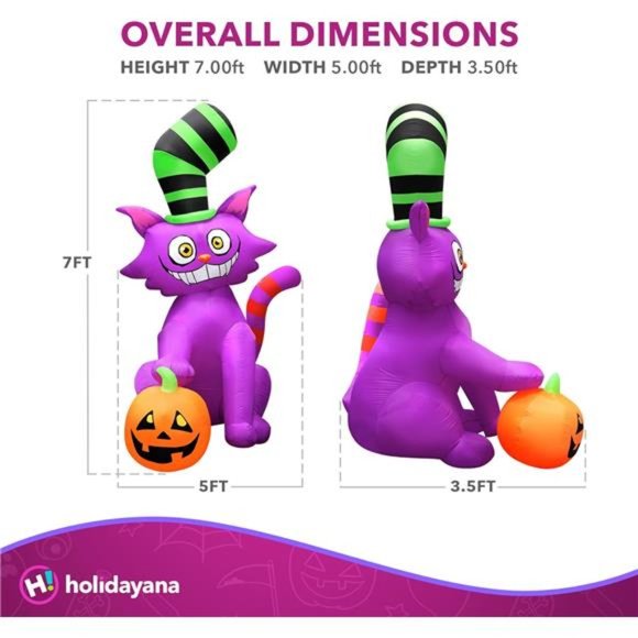 Halloween Inflatables Large 7 ft Top Hat Cat - Inflatable Blow Up Arch - Picture 7 of 7